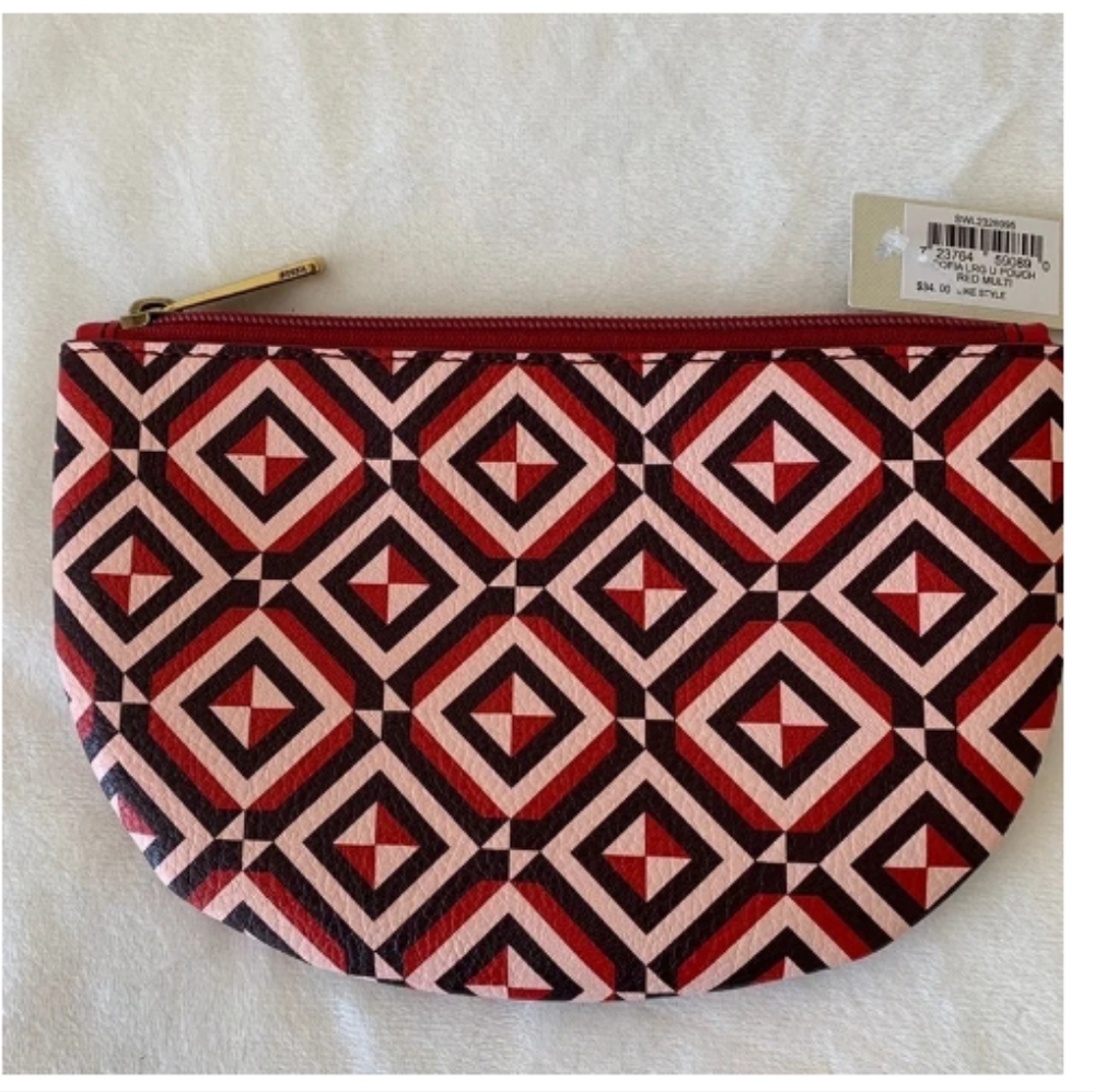 Fossil Geometric Red and Pink Clutch